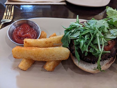 Grand Puebla with side of yucca fries at Mantra Kitchen in Houston