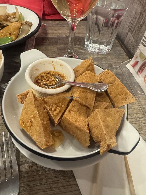 Tofu triangles after we had a couple   at Tom Yum Koong in Medford