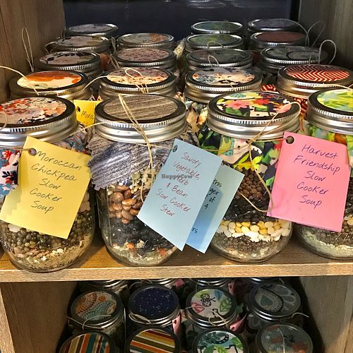 vegan mason jar soups  at The Loopy Leaf in Charleston