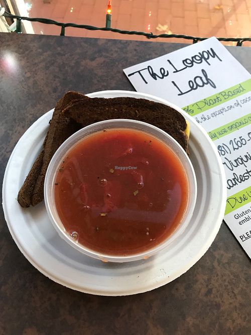 vegan grilled cheese and soup  at The Loopy Leaf in Charleston