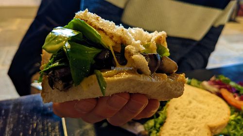 Melted Applewood smoked vegan cheese sandwich at Finsley Gate Wharf in Burnley