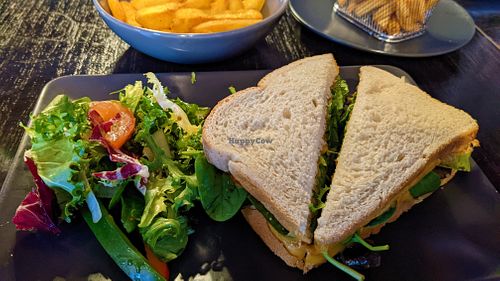 Melted Applewood smoked vegan cheese sandwich at Finsley Gate Wharf in Burnley