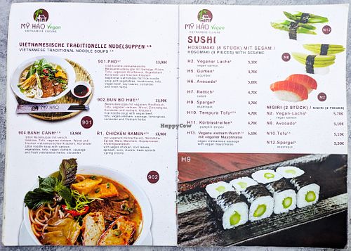 Menu page at My Hao at My Hao in Nuremberg