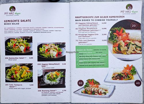 Menu page at My Hao at My Hao in Nuremberg