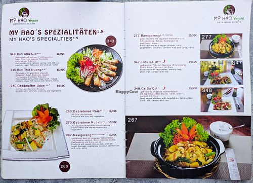 Menu page at My Hao at My Hao in Nuremberg