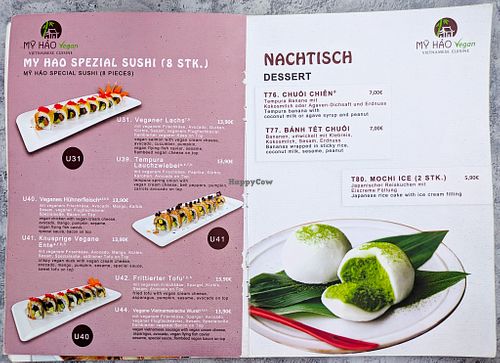 Menu page at My Hao at My Hao in Nuremberg