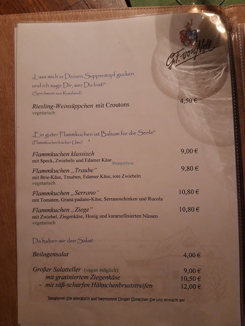 Karte 1 at Weingut Georg Fritz von Nell in Trier