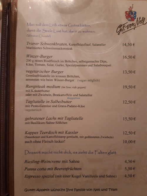Karte 2 at Weingut Georg Fritz von Nell in Trier
