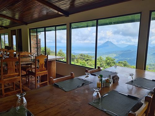 Enjoy the food and spectacular view! at Vista Verde Lodge in Monteverde