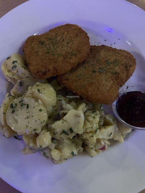 Vegan schnitzel plate  at Hofbrauhaus Buffalo in Buffalo
