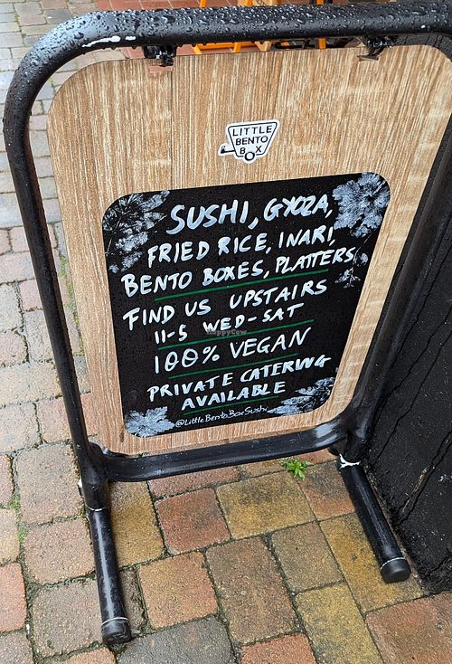 sign at street level at Little Bento Box in Worcester