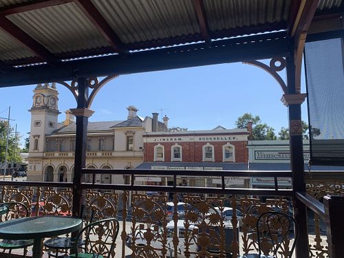 View from the upstairs deck  at Beechworth Bakery in Beechworth
