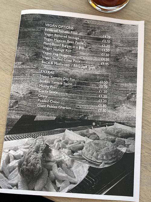 Menu at The Yacht Club Bar in Hemsby