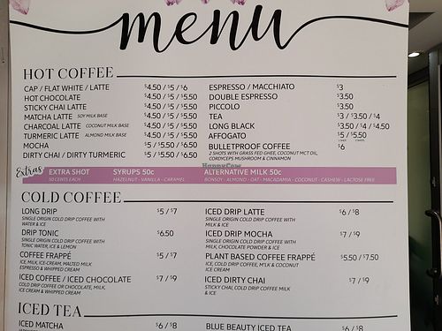 Drink Menu 1 at Coffee & Crystals in Brisbane