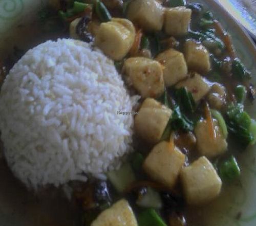 braise home made tofu rice at Vegetarian Health in Sungai Petani