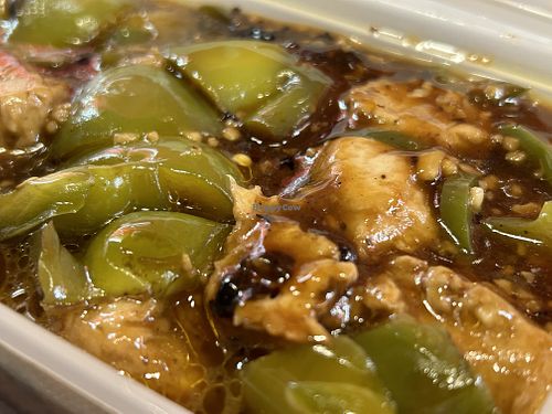 Chikn green pepper and black bean sauce   at Wawin Vegan Chinese in York