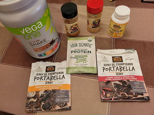 Just a few of their vegan products. at Spartan Nutrition and Health Centres in Leamington