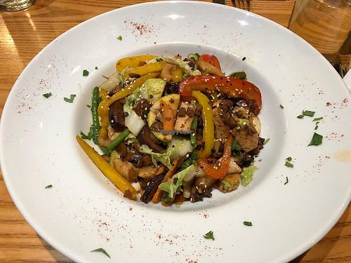 Sauteed mixed vegetables and tofu at Avocado in Athens