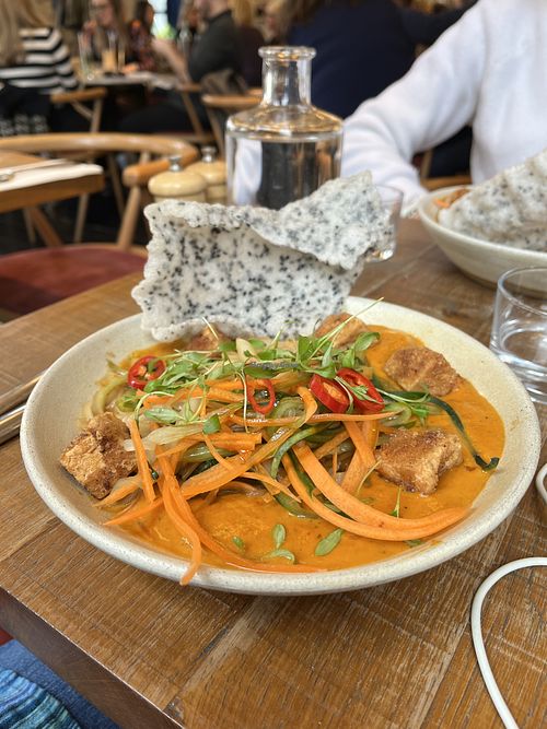 Sweet potato laksa with noodles and tofu  at Mallow - Borough Market in South East London