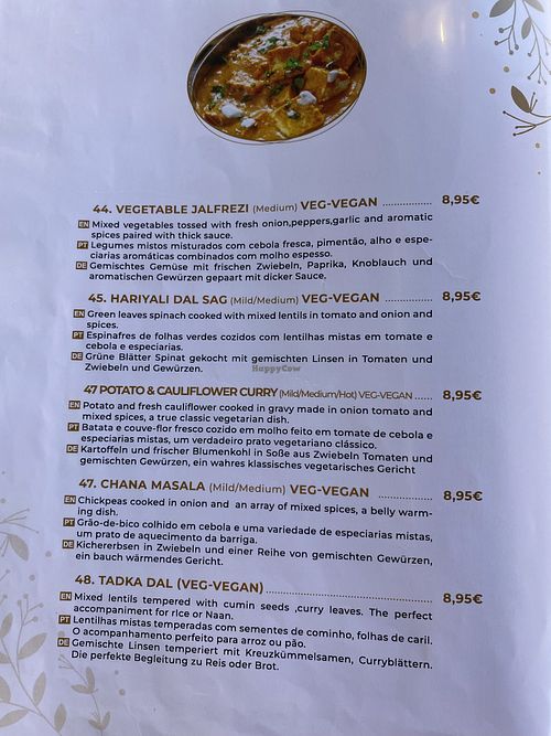 Veg-vegan menu  at Basmati Indian & Nepali Restaurant in Funchal