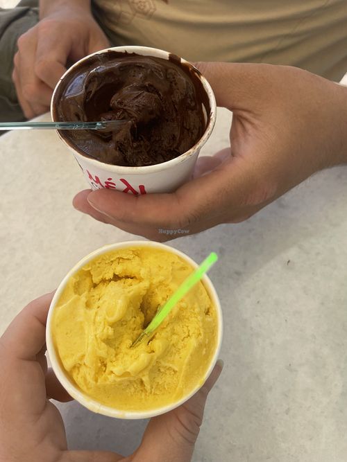 Chocolate and pear sorbet  at Meli Cream in Lefkes
