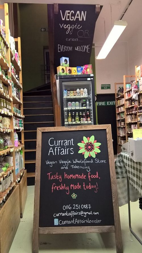 Currant Affairs is a little Vegan takeaway and wholefood shop that has been serving great food to those in the know in Leicester for over 30 years. Why not pop in a find us :) at Currant Affairs in Leicester