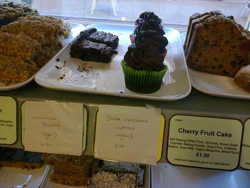Vegan desserts section of deli case at Currant Affairs at Currant Affairs in Leicester