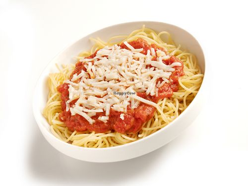 Vegan spaghetti  pasta with Daila cheese at Sarpino's Pizzeria in Coral Springs