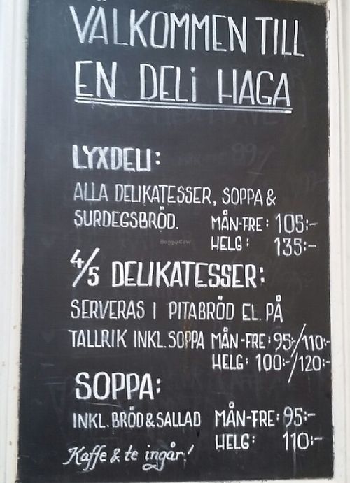 Menu at En Deli Haga in Gothenburg