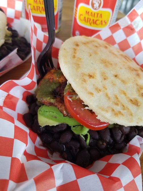 Vegan black bean arepa at Four Brothers in Cedar Park