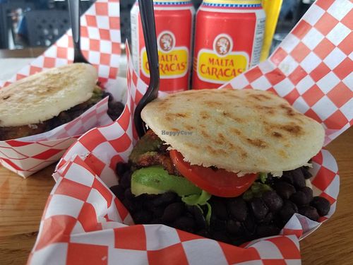 Arepas and malta at Four Brothers in Cedar Park