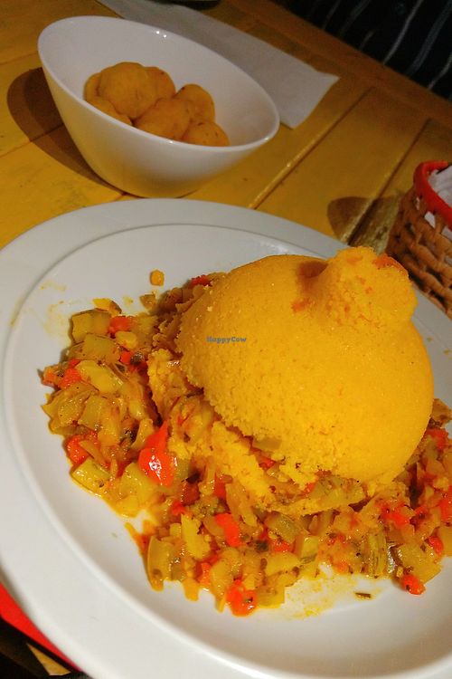 cuscuz (front) and pão de beijo (back) at Adupé in Recife