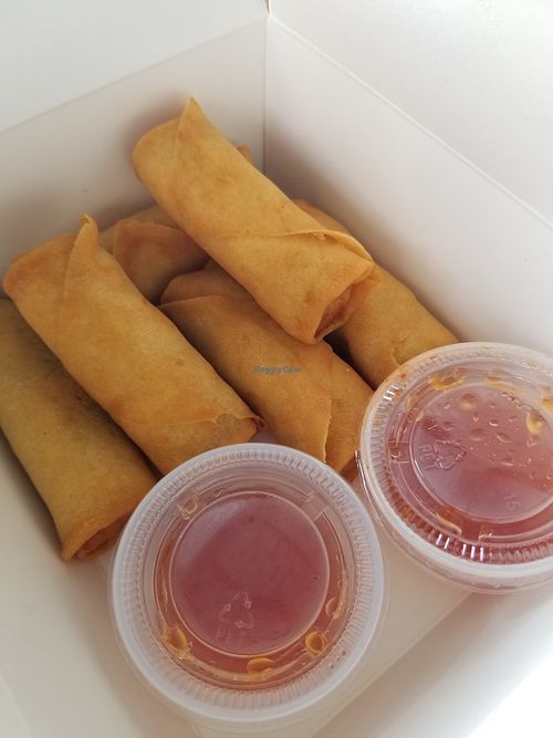Double order of vegan egg rolls at The Rice Is Right in Cedar Park