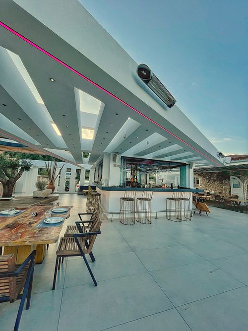 Outdoor terrace at Orizontes in Zakynthos