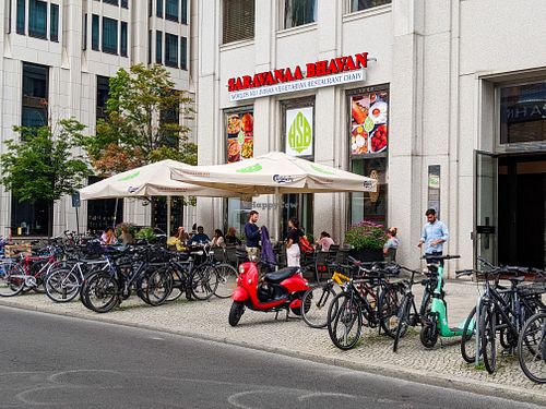 Outside of Saravanaa Bhavan at Saravanaa Bhavan in Berlin