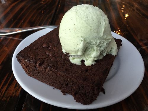Gluten-free brownie with mint chip ice cream  at Sage Bistro and KindKreme in Los Angeles