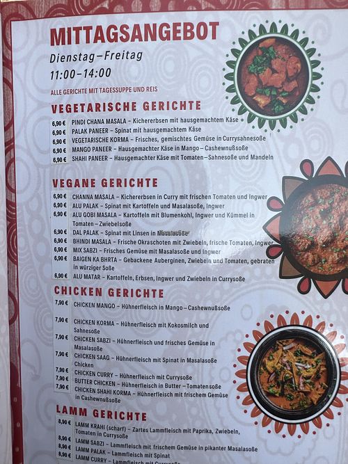 Lunch menu  at Restaurant Taj in Hersbruck
