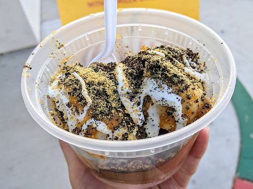 Donut Sundae: pumpkin frosting, Oreos, graham crackers, marshmallow drizzle. Graham crackers aren't on their non-vegan list so hopefully honey free, but I didn't think to verify. at Duck Donuts in Irvine