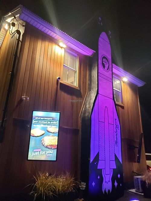 Drive thru entrance at Moonburger in Kingston