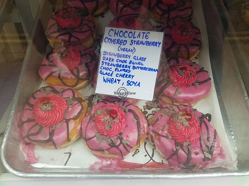 Chocolate covered strawberry donuts at Doe Bakehouse - City Centre in York