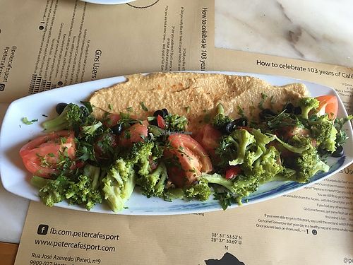 Hummus salad without cheese at Peter Café Sport in Faial