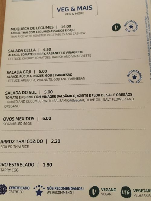 Menu at Cella Bar in Pico
