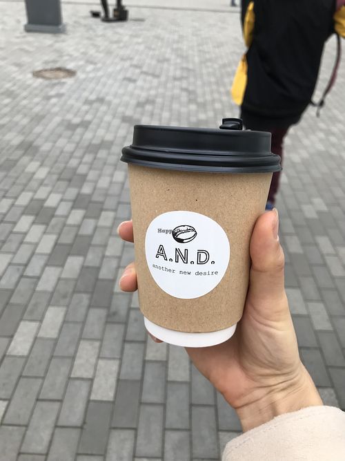 Cappuccino with almond milk and hazelnut syrup  at A.N.D. Coffee in Irkutsk