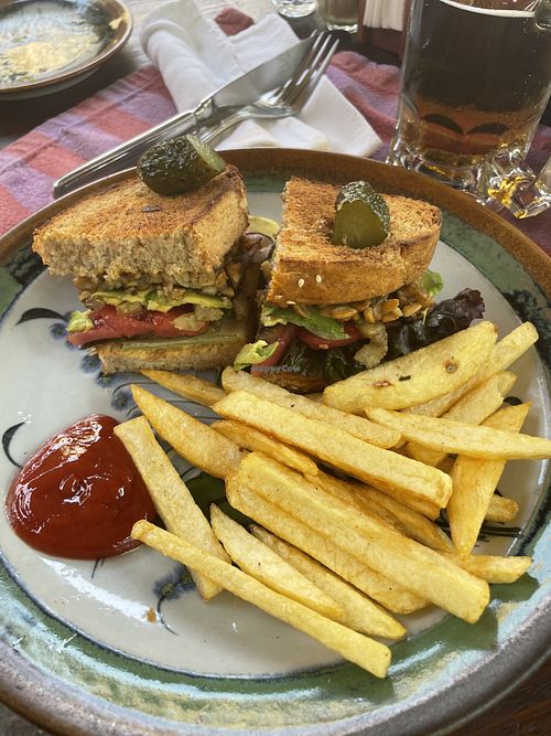 Tempeh sandwich  at Hotel Santa Fe in Puerto Escondido