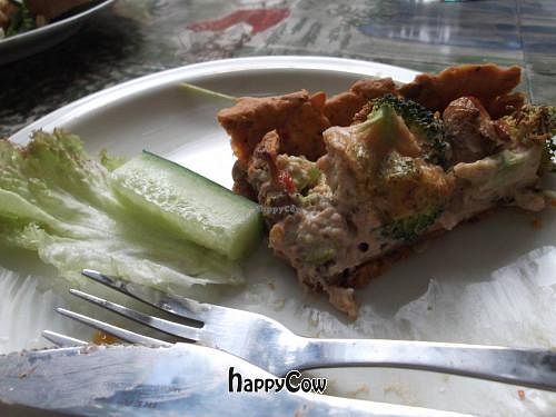 (half-eaten!) creamy vegetable flan at Kafe Agnez in Malmo