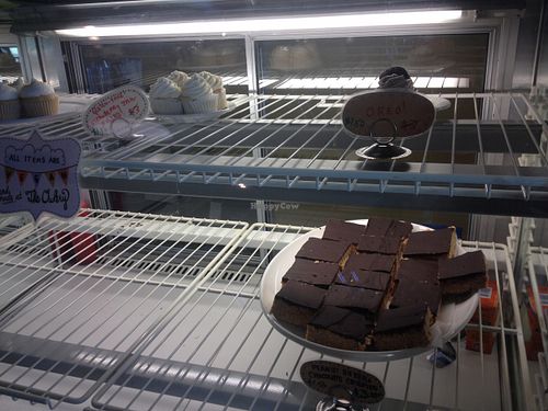 Bakery case at The Owlery in Bloomington