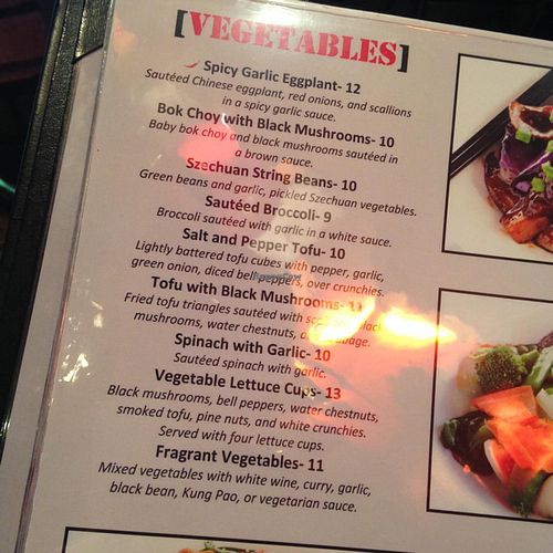 veggie Vegas menu at New York New York Casino - Chin Chin in Las Vegas