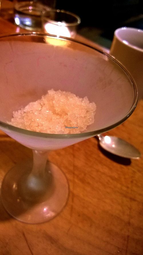 Extra: A bonus palate cleanser of champagne pear ice was a delightful transition between courses.

(Part of the amazing 'chef's table' 4-course meal which actually included 7 plates and tastes.) at Natural Selection in Portland