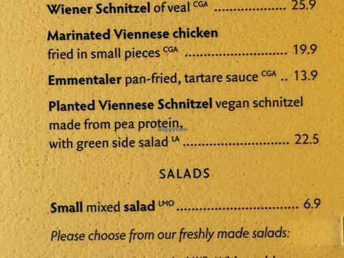 menu  at Figlmüller in Vienna