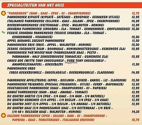 Vegan options at Pannenkoe in Bleiswijk